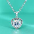 wholesale S925 Sterling Silver Moissanite Heart-Shaped Necklace for Women, Micro-Set, Light Luxury, Simple, Fashionable, Cute, and Trendy-0-0