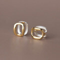 wholesale S925 Sterling Silver U-Shaped Circle Earrings French Color-Blocking Square Hollow Ear Clips Women's New Earrings M02992-0-1