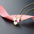 wholesale 925 Sterling Silver Korean and Japanese Light Luxury Style Three-Petal Flower Necklace for Women, Fashionable and Versatile Collarbone Chain with Enamel Flower Pendant-0-1