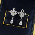 wholesale S925 Silver New Style Full Diamond 5*7 Teardrop Iris Earrings Exquisite and Elegant Xiaohongshu Live Broadcast-0-3