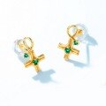 wholesale S925 Sterling Silver Japanese New Fashion Trend Cultivated Emerald Star Earrings Drop Shipping-0-2