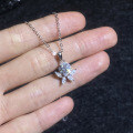 S925 Silver Moissanite Flower Pendant Necklace, Wholesale for Women-0-1