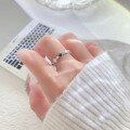 wholesale S925 Sterling Silver Five-Flower Black and White Lucky Clover Ring, Fashionable Niche Design, Minimalist and Versatile Open-Ended Finger Ring Jewelry-0-2