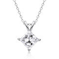 wholesale S925 Sterling Silver Necklace [Clearance with Free Shipping] Unconventional Square Zircon Pendant for Women, Small and Unique, Simple and Versatile-0-4
