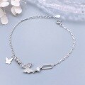 wholesale S925 Sterling Silver Fashion Diamond-Inlaid Butterfly Dancing Bracelet, Niche Design, Simple and Versatile, High-End Jewelry Gift-0-0