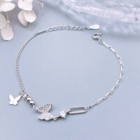 wholesale S925 Sterling Silver Fashion Diamond-Inlaid Butterfly Dancing Bracelet, Niche Design, Simple and Versatile, High-End Jewelry Gift-Silver Butterfly Bracelet (Labor Price, Silver Not Included)  925 Silver