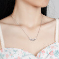 Sterling Silver Moissanite Wing Pendant Necklace for Women-0-2