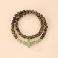 wholesale Double metal natural sinking agarwood and Hetian jade bracelet for women, double-layered stackable hand chain, Hetian jade stone, new Chinese-style niche sandalwood jade-Hetian jade agarwood bracelet