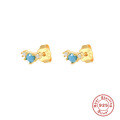 wholesale S925 Sterling Silver Geometric Floral Stud Earrings with Crystal Accents, Trendy and Versatile-0-10