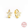 wholesale S925 Sterling Silver Star-Shaped Diamond-Studded Cartilage Ear Hoops, Trendy Minimalist Ins Style-0-5
