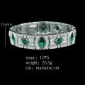 wholesale 925 Silver Gold-Plated Bracelet with High-Carbon Drilled Muzo Green Art Deco Decoration, Small Retro Versatile Jewelry for Women-0-2