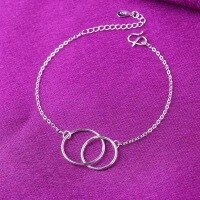 wholesale Sterling silver S925 Korean-style silver-plated double twist circle link geometric personalized bracelet-xb1044-white gold