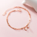 wholesale S925 Sterling Silver Korean-style Fashion Double-layer Heart-shaped Diamond Single Diamond Bracelet for Women with a Diamond Accent S3568-0-2