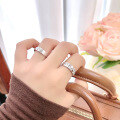 wholesale popular sterling silver/rose gold plated double-layer heart-shaped open ring for women, full of love, lightweight luxury, elegant and stylish with a high-end feel-0-3