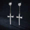 wholesale 925 Silver Amazon Best Seller 30mm Bubble Cross D Color VVS Moissanite Stud Earrings Unisex-0-2