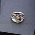 wholesale S925 Silver Designer Natural Style Adjustable Open Beehive Design Ring with Natural Gemstone-0-1