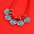 wholesale 925 Sterling Silver Vintage Chinese Style DIY Accessories Fu Ji An Cai Pray for Peace and Blessings Pendant Bracelet Braided Red Cord Charm-0-1
