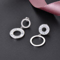 wholesale S925 Sterling Silver Korean Japanese Style Women's Earrings, Minimalist and Elegant Diamond-Studded Hoop Earrings, Simple and Fashionable Silver Jewelry Wholesale-0-2