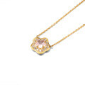 wholesale 10K Gold Flower Natural Rose Quartz Necklace for Women, Summer Collarbone Chain, Direct from Yili Jewelry Source Factory-0-4