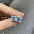 wholesale S925 silver plated with 18k gold, new emerald cut blue moissanite 1-carat daily versatile commuting set-0-1