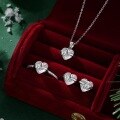 wholesale S925 Sterling Silver Christmas Light Luxury Earrings Necklace Ring Set for Women, Exquisite Bow Knot Design Sweet Jewelry-0-1