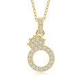 Gold-Plated Copper Crown Zircon Quartz Letter Pendant Necklace-0-18