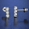S925 Silver Three-Life Stone Earrings Women's Simple Wedding Moissanite Gift-0-1