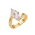 wholesale S925 Silver Marquise Moissanite Ring Stackable Set Curved Shank Gemstone Accented Gold Tone Light Luxury Fashion Women's Bestseller-0-4