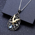 wholesale S925 Sterling Silver Original Design Pendant Flybird's Paradise Topaz High-end Accessory Natural Garnet Necklace-0-3