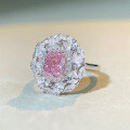 wholesale 925 Sterling Silver Pink Diamond Ring Women's Large Floret Full Diamond Exaggerated Luxury Full Diamond Style for Cross-Border Live-0-3