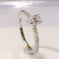 wholesale S925 Sterling Silver New Small Sugar Cube Ring for Women, Teardrop Pear-Shaped Engagement Wedding Ring-0-5