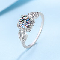 wholesale PT950 gold-plated S925 sterling silver ring for women with moissanite leaf inlay, live stream manufacturer wholesale-6m Zircon No. 19