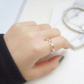 wholesale S925 Sterling Silver JT082 Korean Style Silver Ring Fashion Geometric Hollow Bamboo Chain Adjustable Ring for Women-0-3