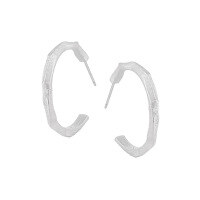 wholesale S925 Sterling Silver 783 Small Batch High-End Textured Geometric Irregular Hoop Earrings for Women-Silver [with sterling silver ear plugs]  925 silver