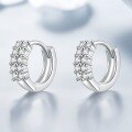 wholesale S925 Sterling Silver Geometric Row Zircon Ear Hoop with Circular Ear Clasp, Fashionable and Luxurious High-End Design Earrings-0-0