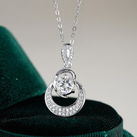Sterling Silver 1-Carat Moissanite Star Moon Pendant Necklace-Set with 1 carat moissanite