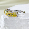 wholesale S925 Sterling Silver New 5*5mm Fat Square Yellow Diamond Five-Stone Ring for Women-0-1
