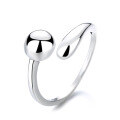 wholesale S925 Sterling Silver Retro Korean-style Creative Round Ball Drop Open Adjustable Unique Niche Design Ring-0-4