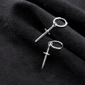 wholesale S925 Sterling Silver Ear Clasp Korean Version Small Fresh Minimalist Smooth Cross Sword Creative Personalized Earrings G8021-0-1