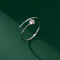 wholesale S925 Sterling Silver Minimalist Line Tulip Ring Adjustable Opening Index Finger Ring R01113-0-4