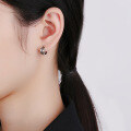 wholesale S925 Sterling Silver European and American Style Minimalist Hollow-out Geometric Ear Clasps, Unisex-0-2