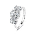 Sterling Silver Egg-Shaped Three-Life Stone Ring with Moissanite-0-3