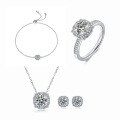 wholesale S925 Sterling Silver Plated Fashion Moissanite Jewelry Set with Certificate, Earrings and Necklace Set-0-0