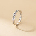 wholesale S925 Sterling Silver Exquisite Minimalist Niche Design Matte Fortune Coin Couple Ring R02803-0-3