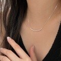 wholesale 925 Sterling Silver Tube Necklace for Women, Korean Dongdaemun Summer New Fashionable Personality Light Luxury Collarbone Chain-0-2