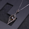 wholesale S925 Silver Italian Craftsmanship Designer Necklace, Vintage Luxurious Jewelry with Natural Tea Quartz Pendant-0-1