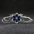 wholesale S925 Sterling Silver Artificial Sapphire Zircon Floral Double-Layer Bracelet Factory Direct-0-2