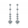 925 Sterling Silver Hip Hop American Style Unisex Moissanite D Color Round Hoop Earrings-0-3