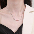 wholesale S925 Sterling Silver Korean-style Smiley Polished Hollow Round Tube Minimalist Design Versatile Elegant Collarbone Necklace-0-2