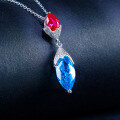wholesale S925 Silver Blue Teardrop Pendant Women's High-end Fashion Gemstone Necklace Wholesale-0-3